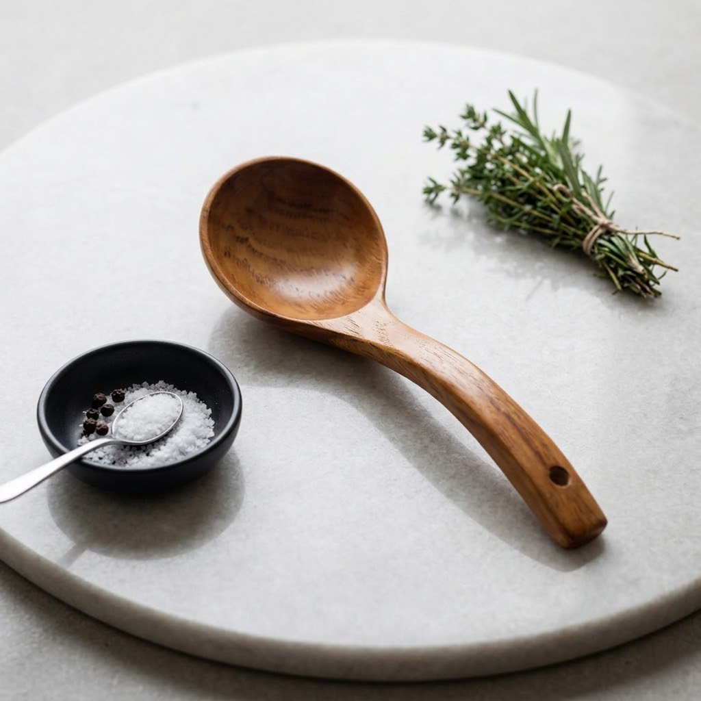 Runwayroguebeauty Large Wooden Soup Ladle with Long Handle, Wooden Cooking and Serving Spoon for Kitchen Cookware, Natural Non-Stick Kitchen Utensil