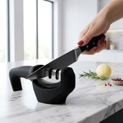 Runwayroguebeauty 4-in-1 Kitchen Knife Sharpener Kit: 3-Stage Sharpening Tool for Repairing, Restoring & Polishing Blades, Includes Cut-Resistant Glove