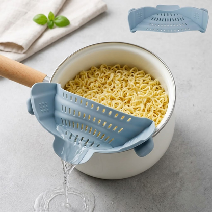 Runwayroguebeauty Silicone Clip-On Strainer for Pots and Pans, Adjustable Heat-Resistant Pasta Strainer & Kitchen Colander, Universal Food Strainer for Spaghetti, Vegetables, and Noodles