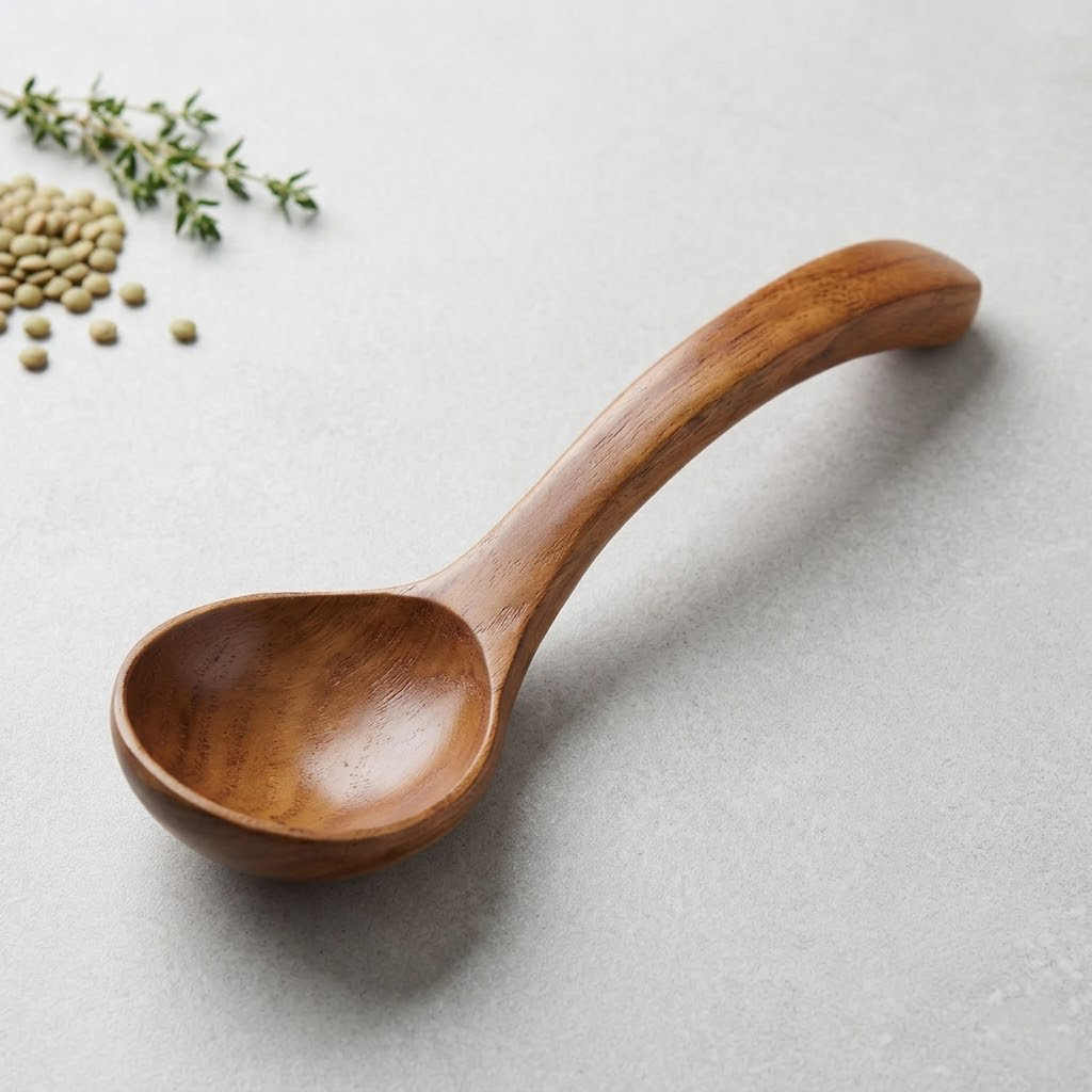 Runwayroguebeauty Large Wooden Soup Ladle with Long Handle, Wooden Cooking and Serving Spoon for Kitchen Cookware, Natural Non-Stick Kitchen Utensil