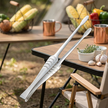 Runwayroguebeauty 10.6" Stainless Steel Kitchen Tongs for Cooking – Metal Food Tongs with Non-Slip Comfort Grip, Heat Resistant & Non-Stick Kitchen Utensils for Grilling, BBQ, and Serving