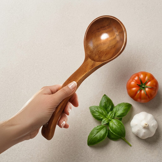 Runwayroguebeauty Large Wooden Soup Ladle with Long Handle, Wooden Cooking and Serving Spoon for Kitchen Cookware, Natural Non-Stick Kitchen Utensil
