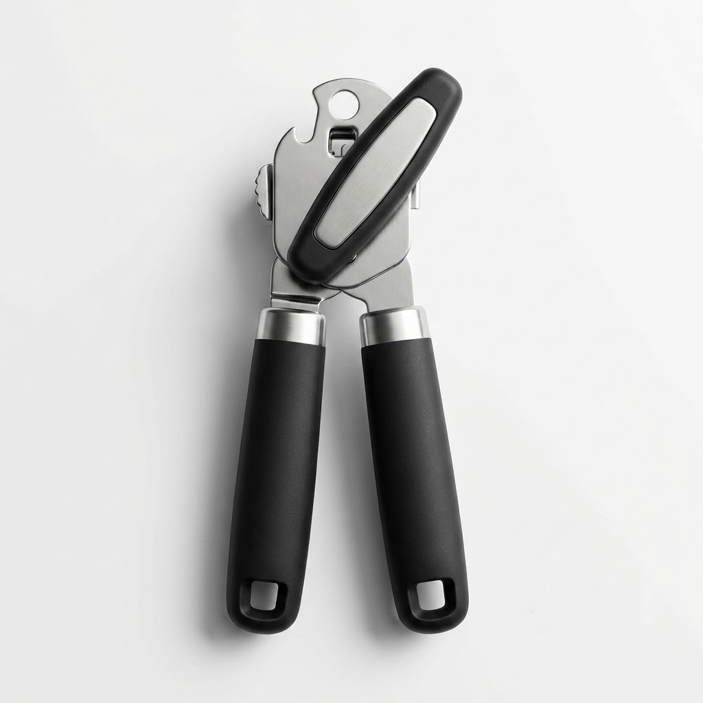 Runwayroguebeauty Heavy Duty Stainless Steel Manual Can Opener and Bottle Opener, Smooth Edge Food Grade Safety Opener with Soft Comfort Grips & Extra Large Ergonomic Rotary Knob