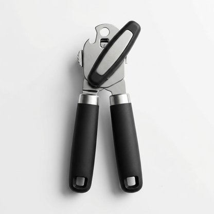 Runwayroguebeauty Heavy Duty Stainless Steel Manual Can Opener and Bottle Opener, Smooth Edge Food Grade Safety Opener with Soft Comfort Grips & Extra Large Ergonomic Rotary Knob